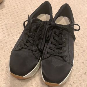 Vagabond Black Satin Platform Sneakers
